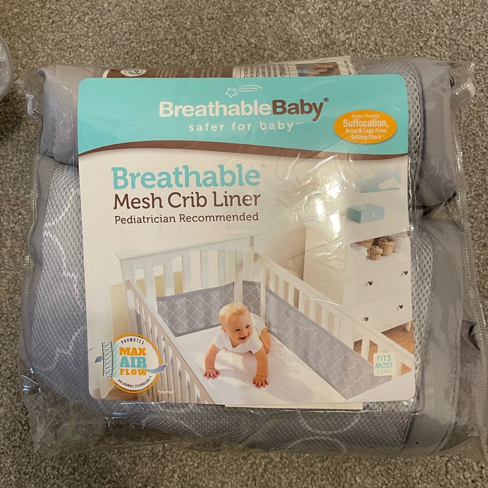 BreathableBaby Gray Mesh Crib Liner